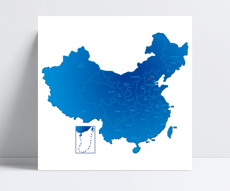 蓝色中国地图素材