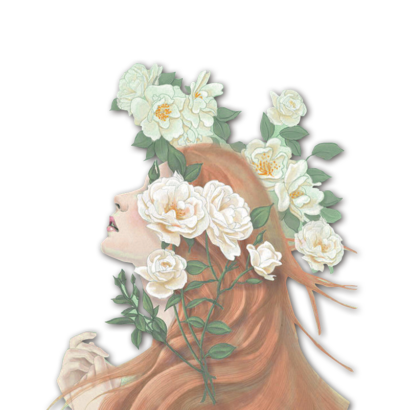 手绘插画三八妇女节花卉主题装饰人物插图