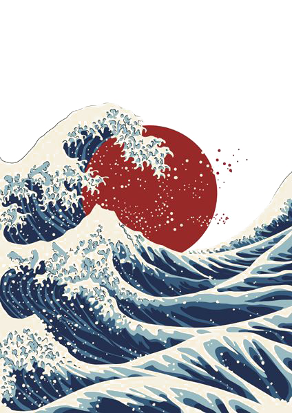 日式插画海浪