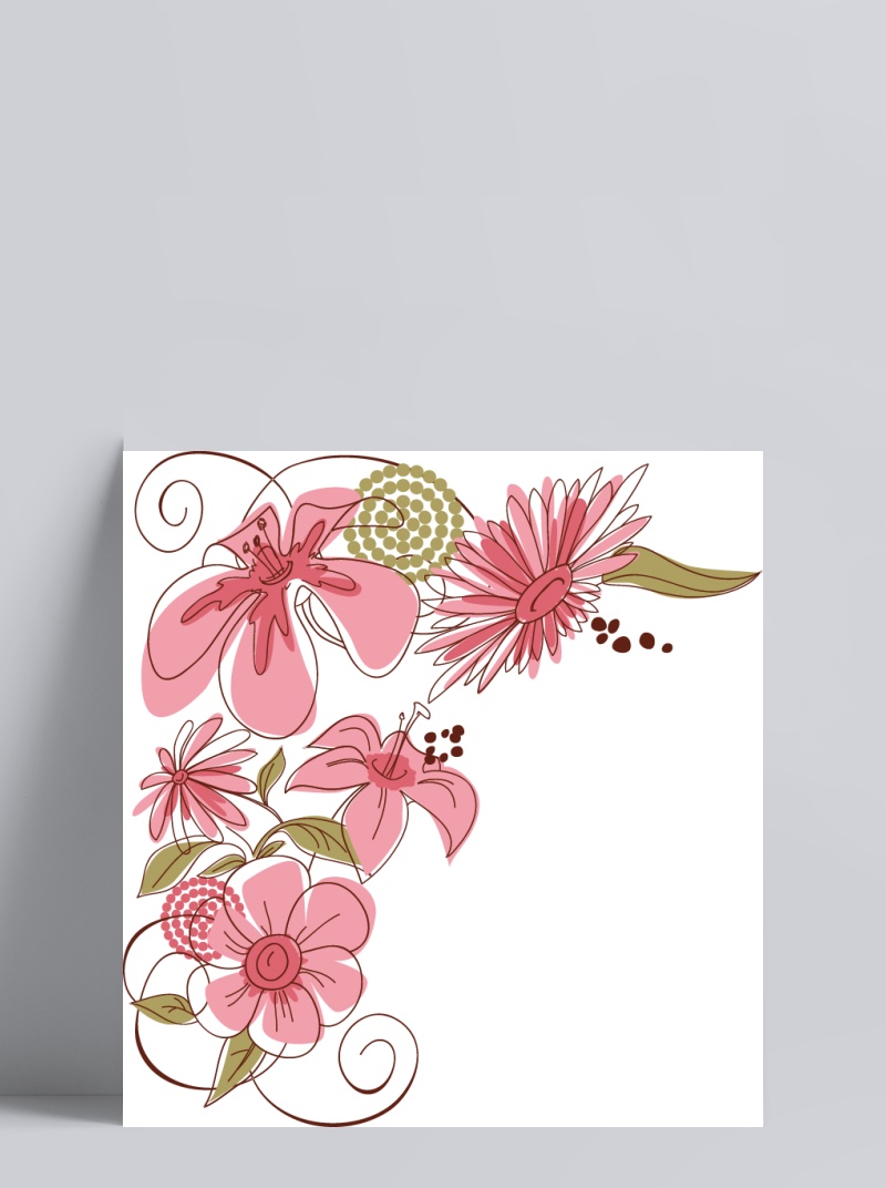 粉色彩绘花朵图案元素