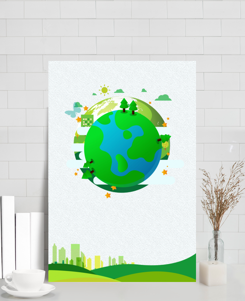 世界地球日爱护环境绿色城市海报