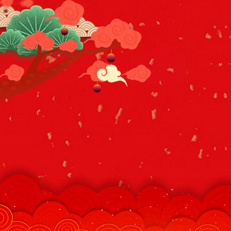 新年红色中国风喜庆松树PSD分层主图
