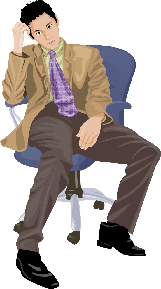坐在椅子上的西装男角色插画