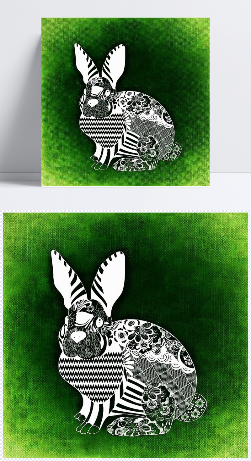 创意花纹兔子背景设计模板素材