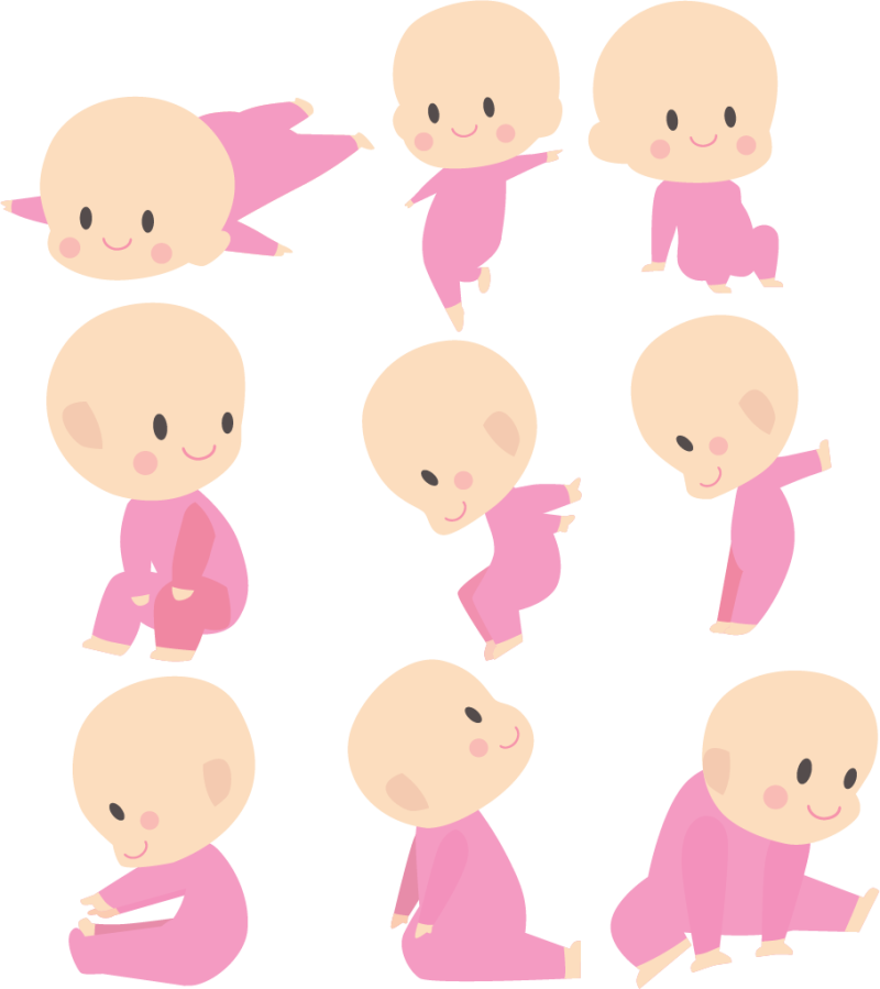 粉红色可爱婴儿动作装饰png图片下载含eps