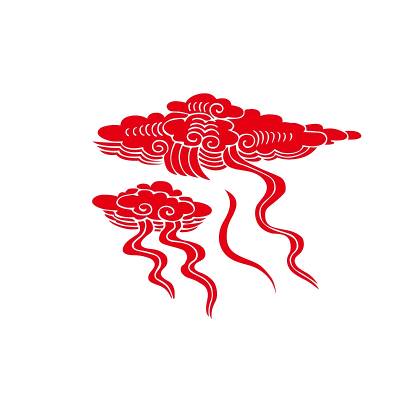 中国风手绘红色祥云png元素