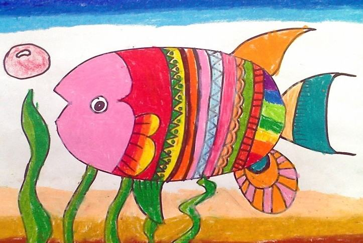 儿童画-小鱼的海底旅行