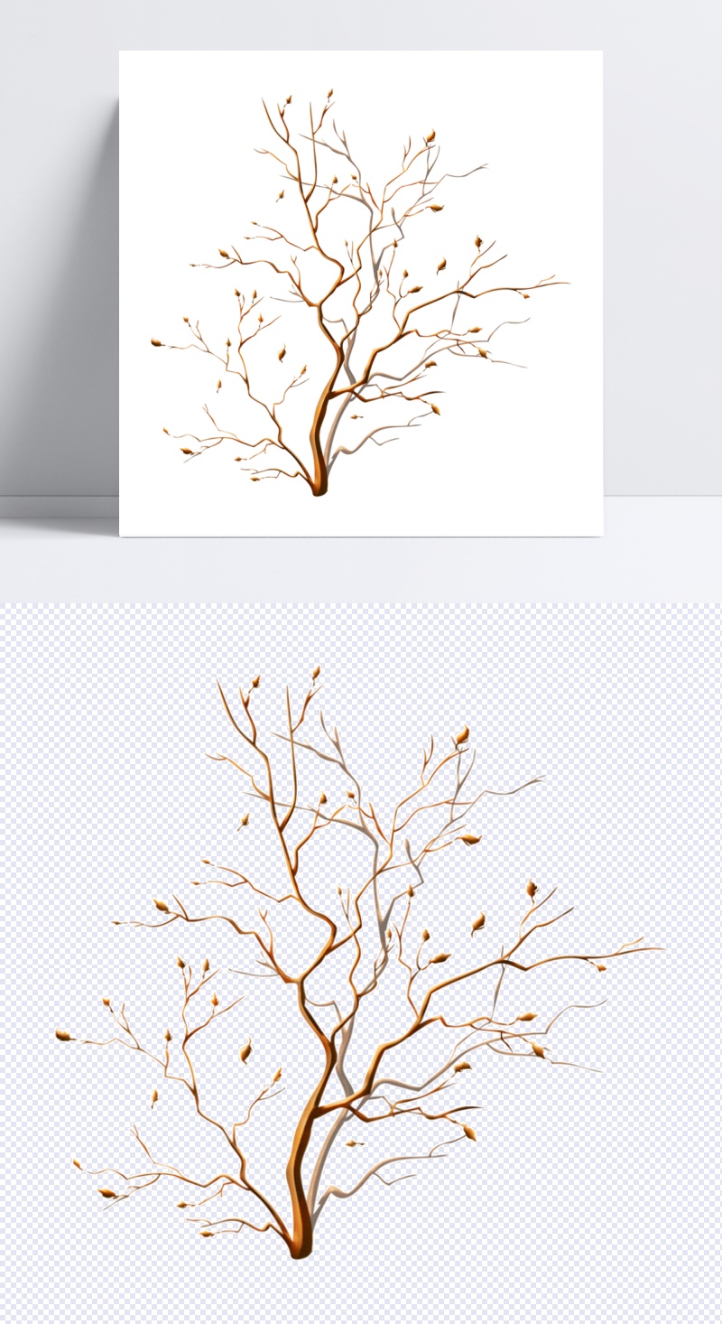 手绘线条树枝元素设计模板素材