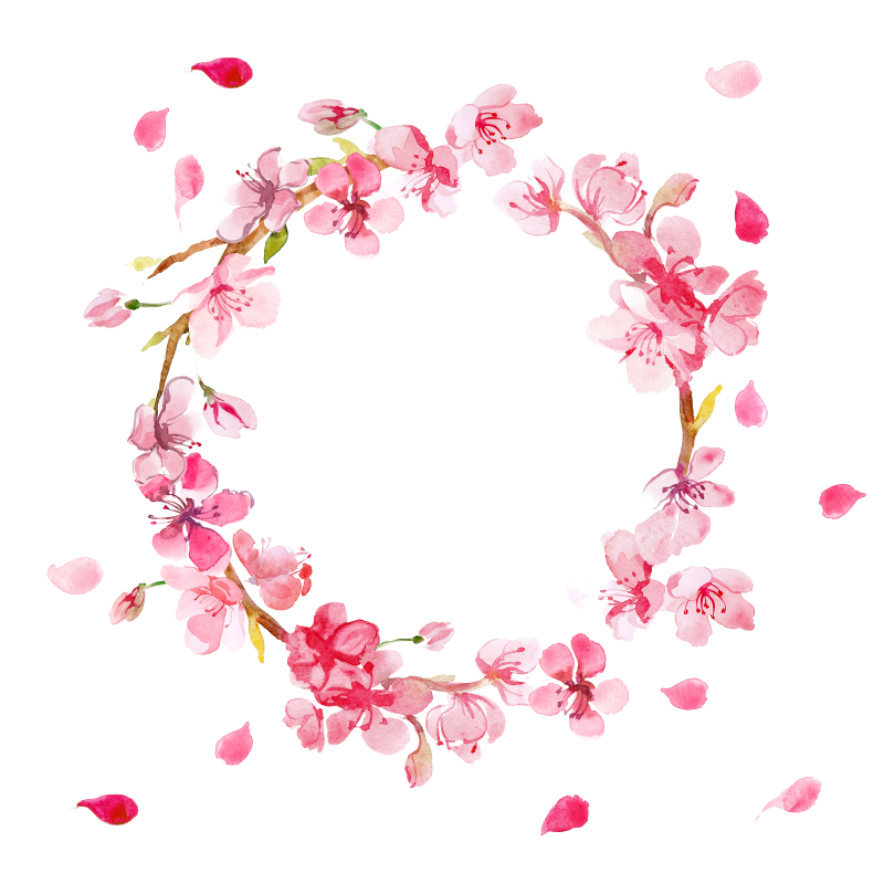 粉色手绘桃花花卉边框素材