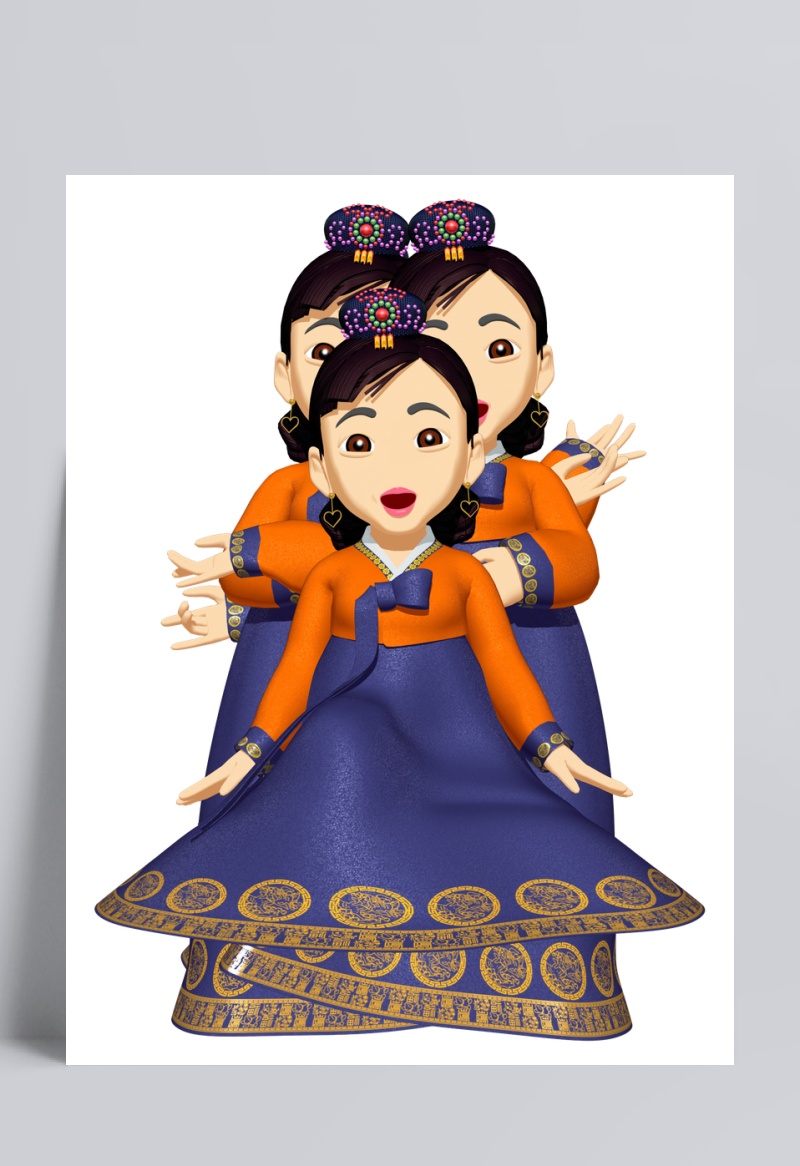 韩国3D古代女性角色插画