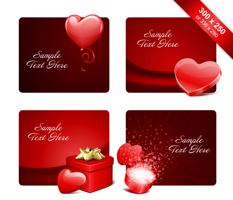 红色温馨情人节卡片矢量素材集合