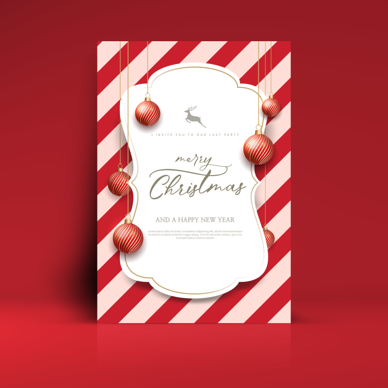 圣诞快乐_卡片贺卡_红色彩球_节日海报设计PSD_cm320003653