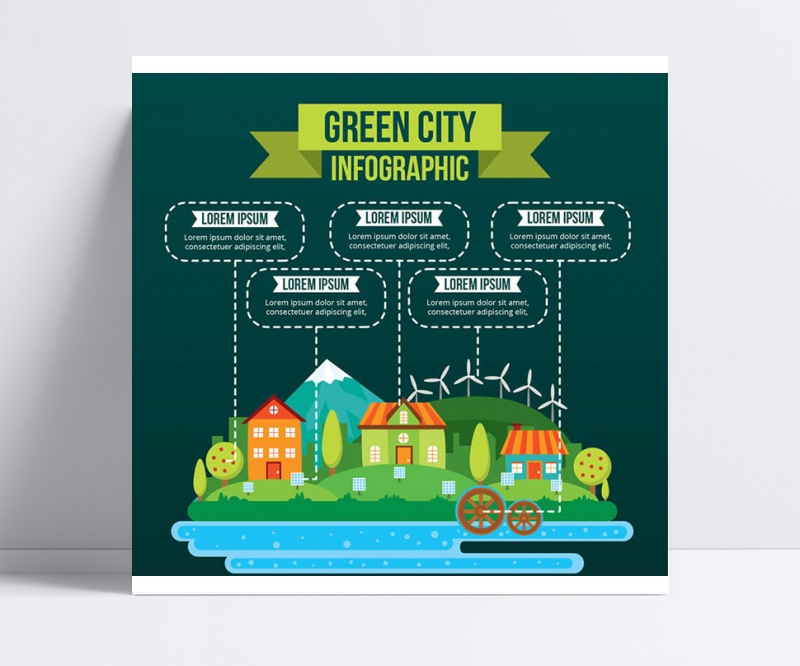 创意绿色城市信息图矢量图