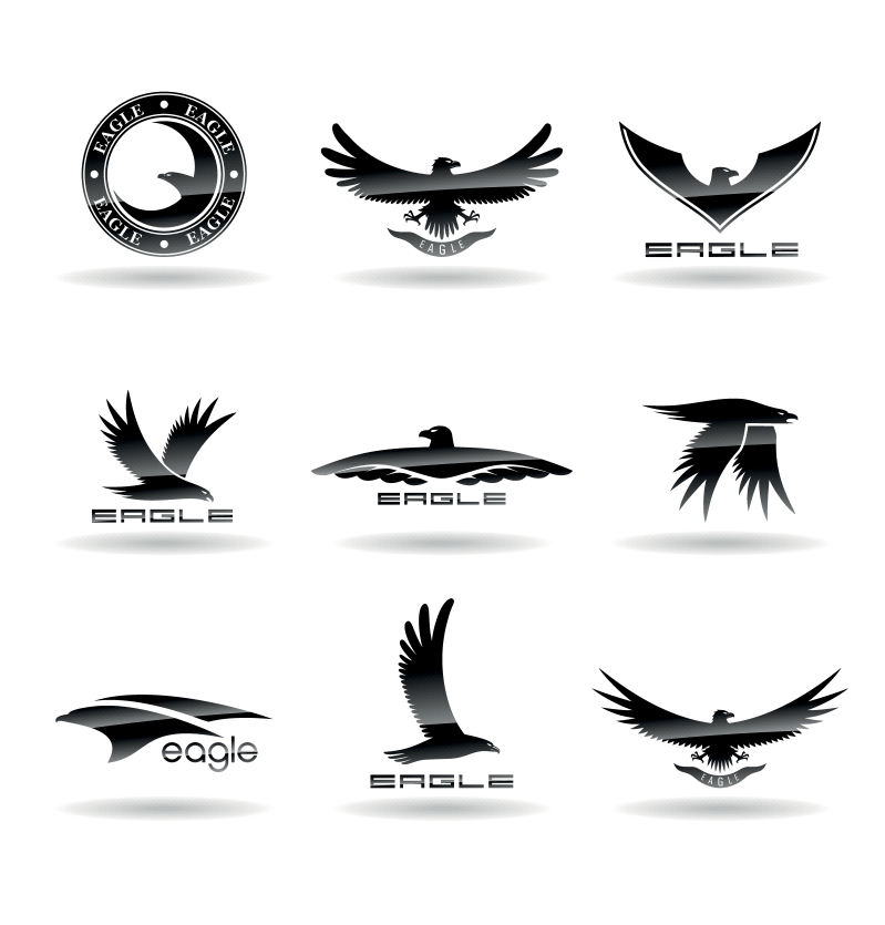黑色雄鹰logo集合矢量素材