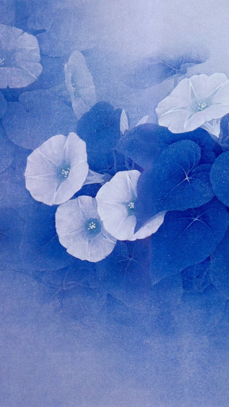 手绘花朵蓝色渐变H5背景