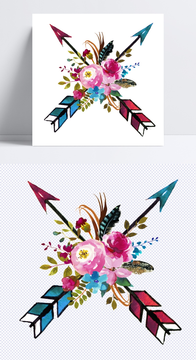 弓箭与花朵设计图片