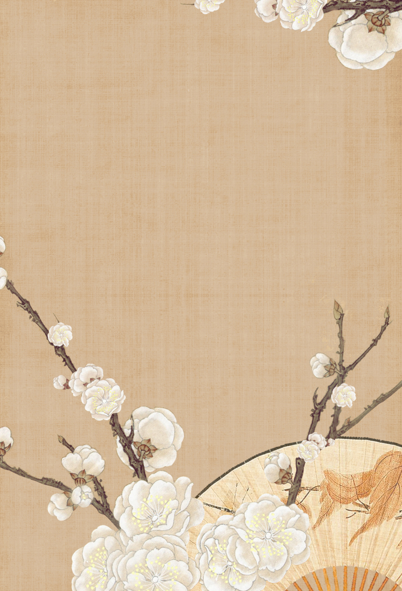 古典花朵折扇海报背景模板