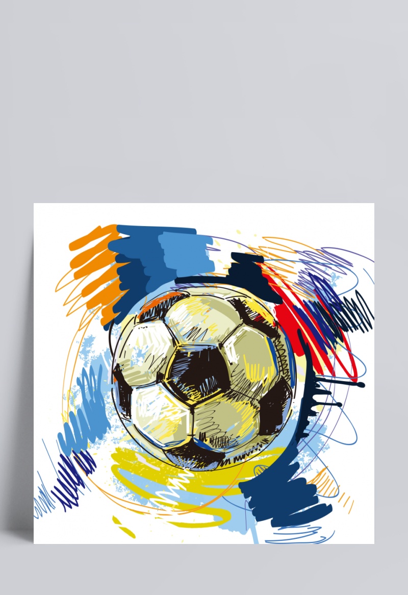 2018足球世界杯彩色涂鸦足球