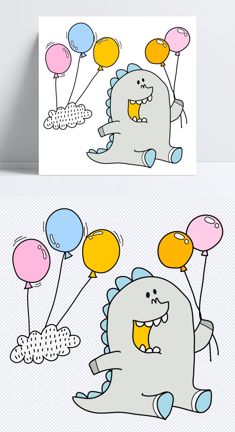 卡通恐龙与气球