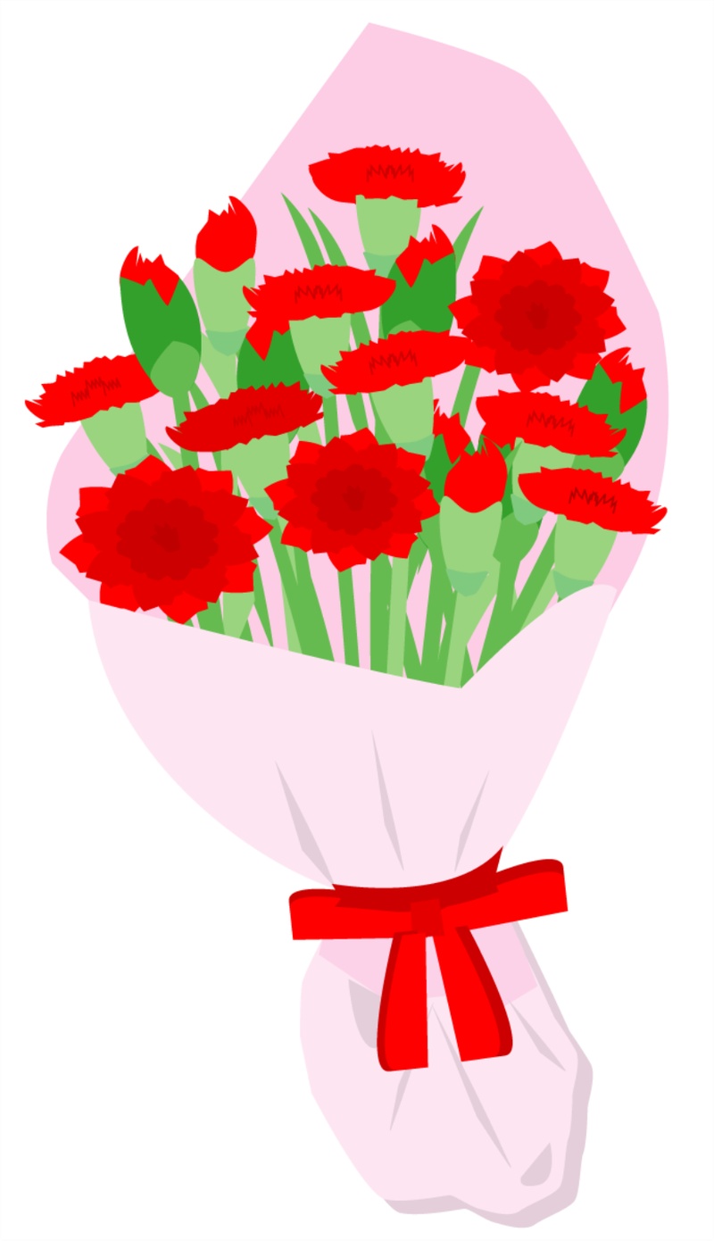 红色卡通母亲节花束