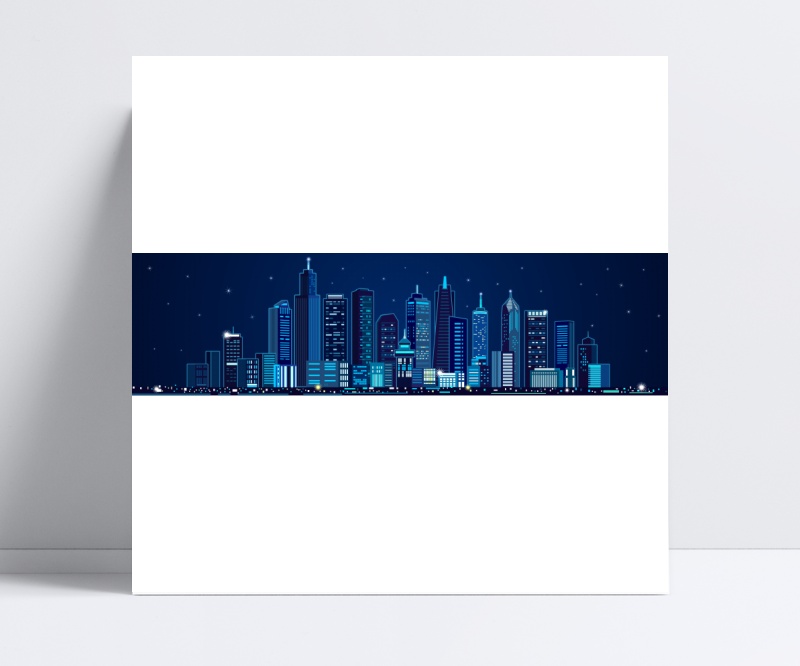 蓝色城市建筑矢量