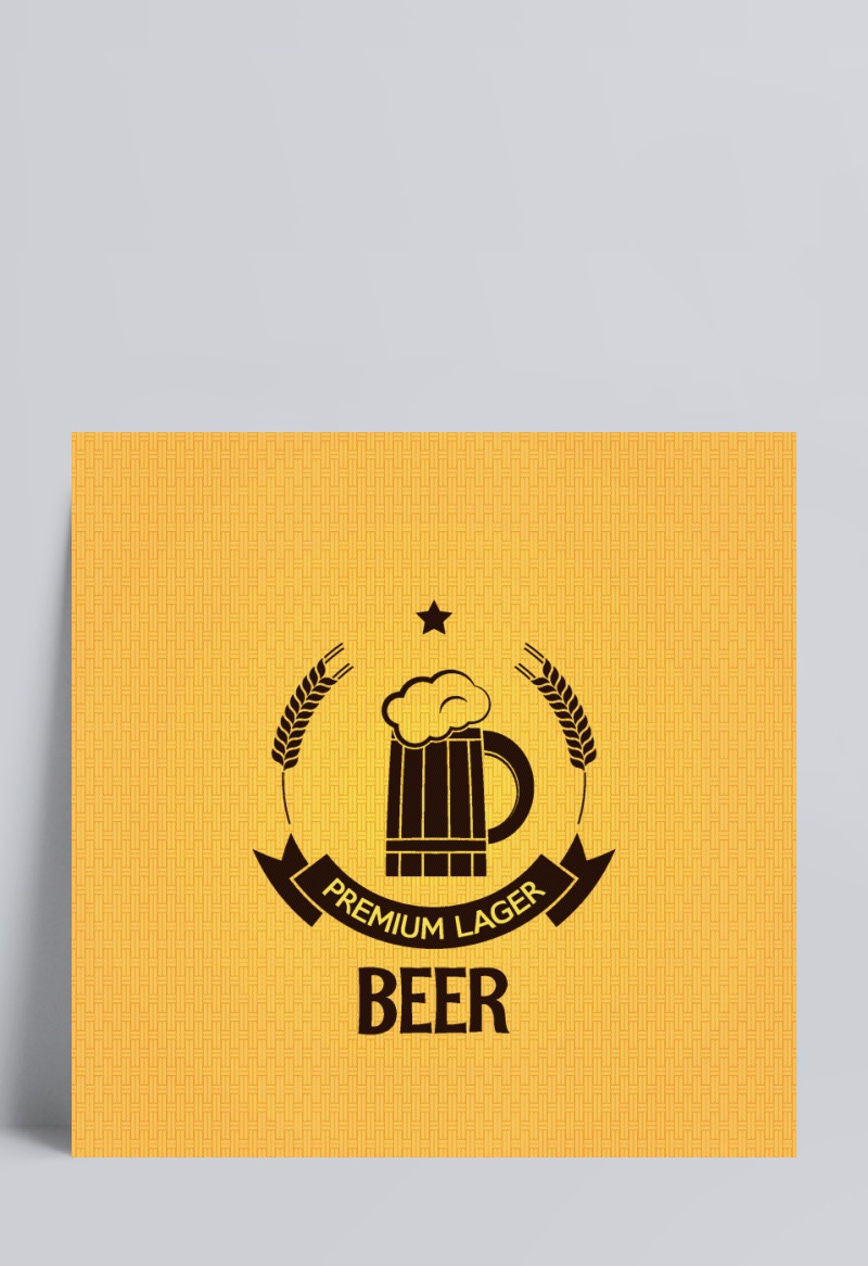 黄色背景上的啤酒标志矢量素材