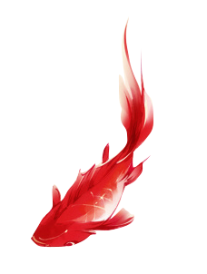 红色金鱼水墨中国风