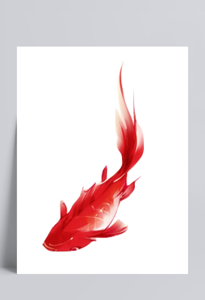 红色金鱼水墨中国风