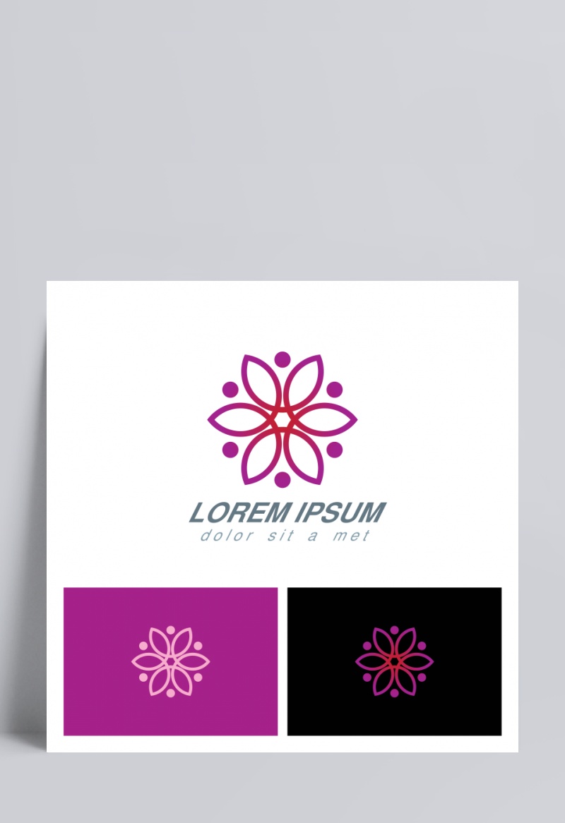 紫色六瓣花瓣logo设计矢量素材