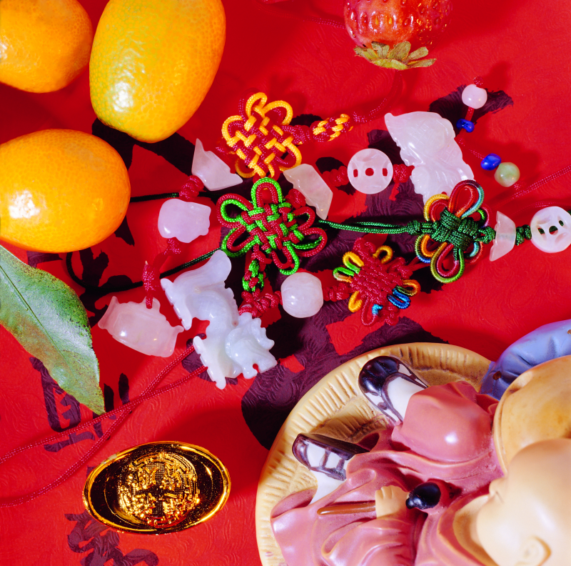 橙色橘子玉器中国结陶瓷艺术