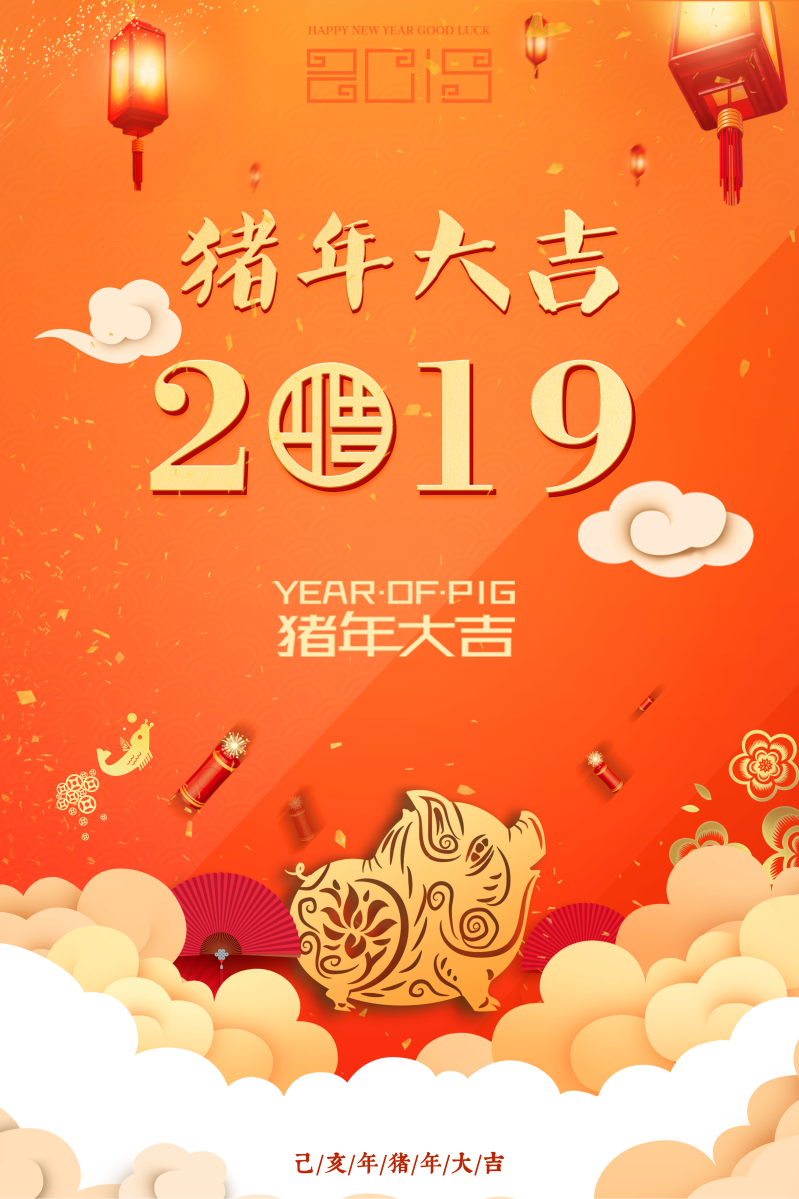 2019新年海报猪年大吉
