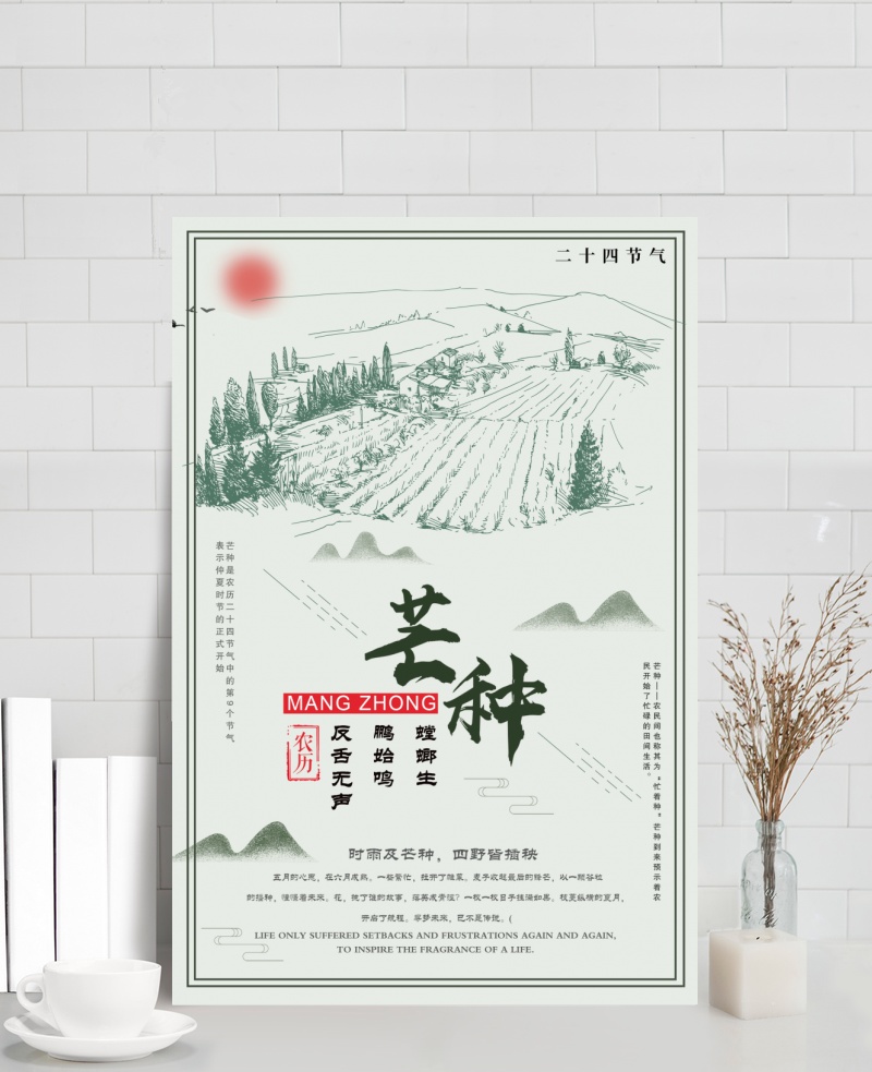 中国风芒种节气公益宣传海报