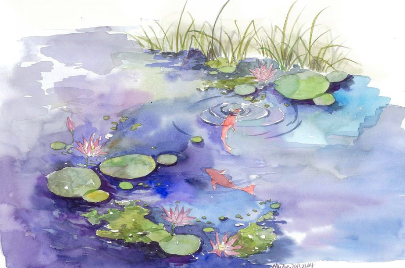 池塘金鱼设计素材图片