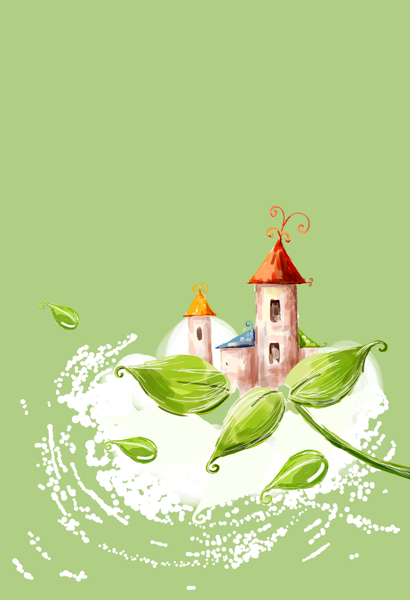 手绘城堡叶子海报