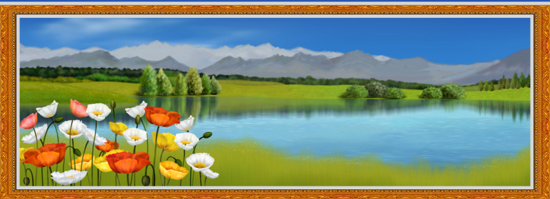 湖畔风景设计PSD素材图片