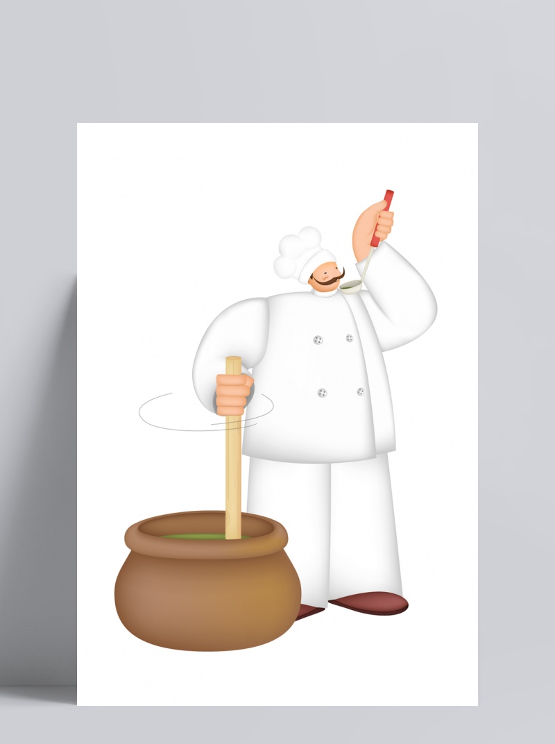 做料理的厨师卡通人物插画