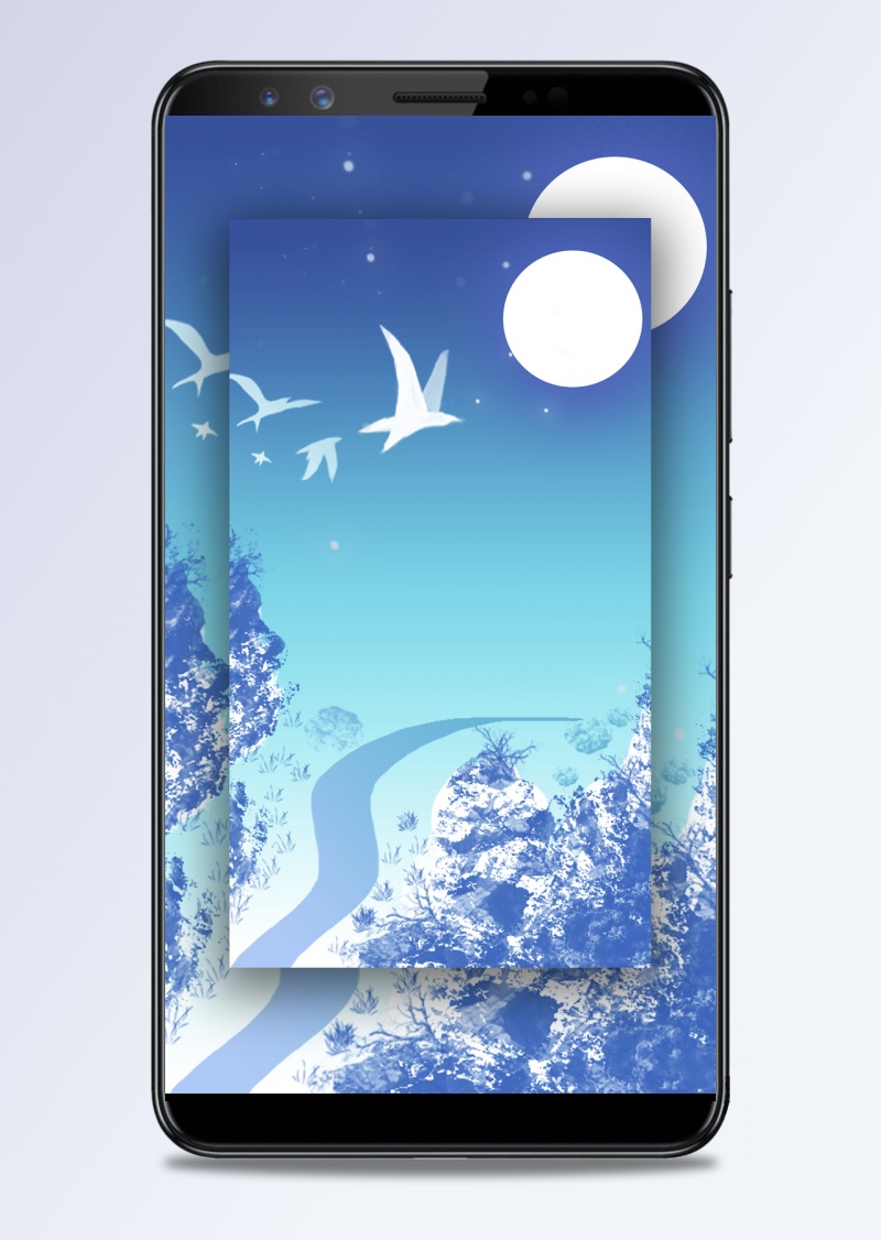 手机壁纸山水意境商业H5背景素材