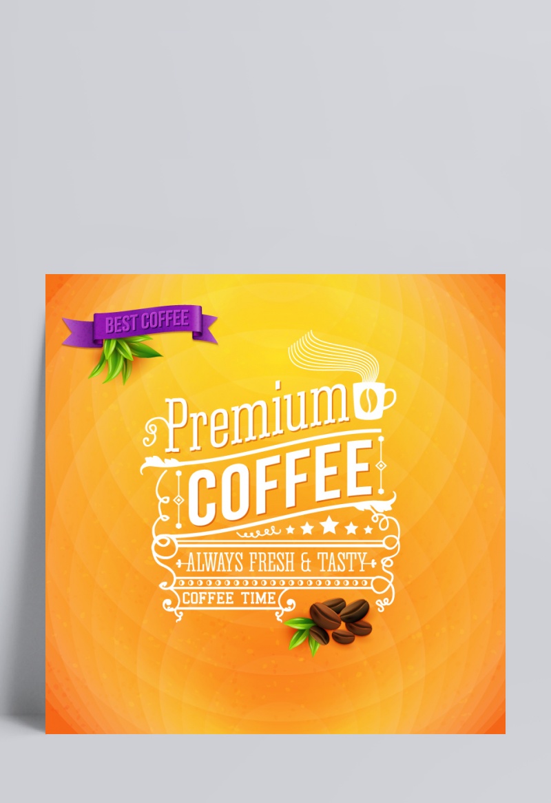 橙色系咖啡海报矢量背景素材