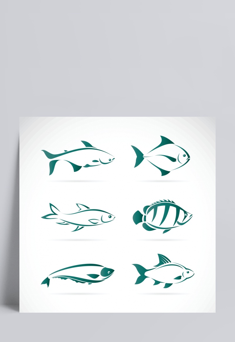 六款海洋鱼类logo矢量素材