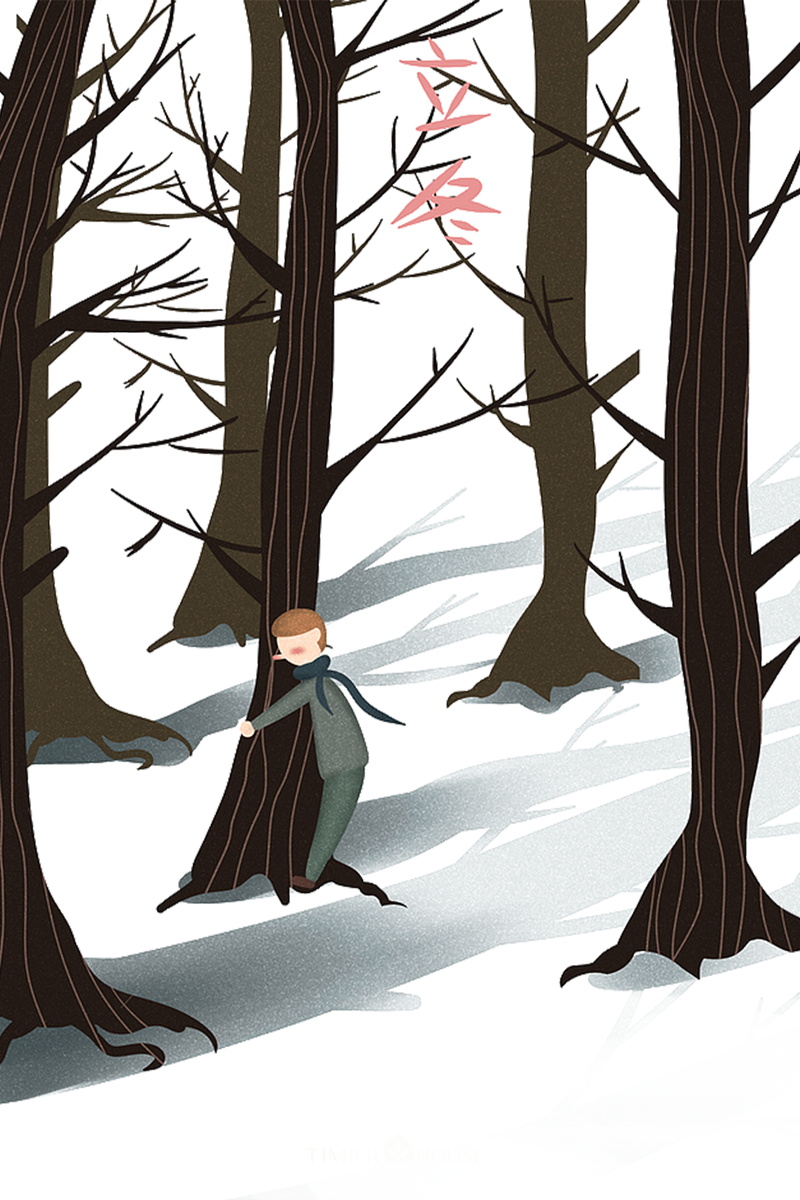 树木雪景插画立冬海报
