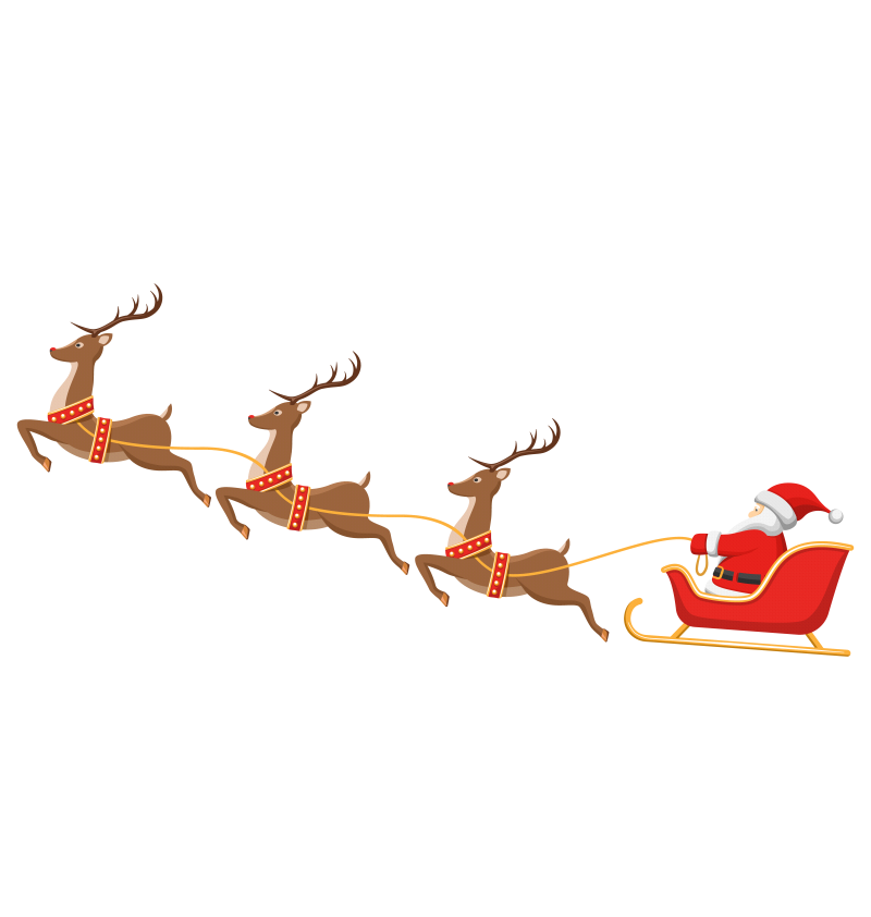 拉着圣诞老人奔跑的圣诞鹿矢量素材