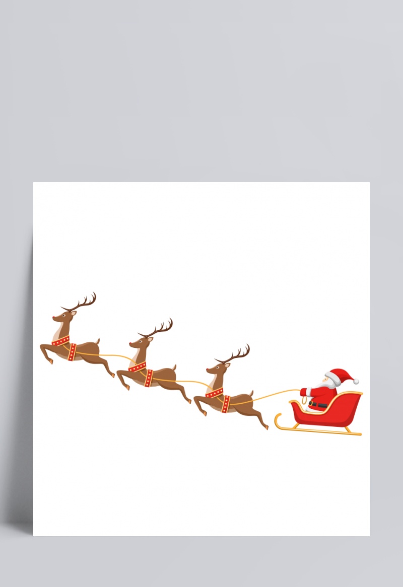 拉着圣诞老人奔跑的圣诞鹿矢量素材