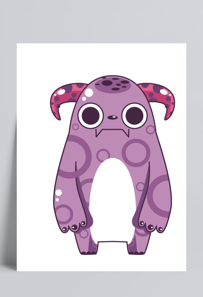 可爱卡通手绘紫色创意小怪物