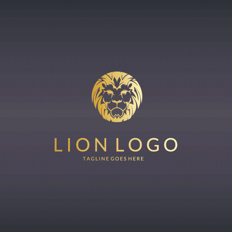 金色质感狮子头像logo矢量素材