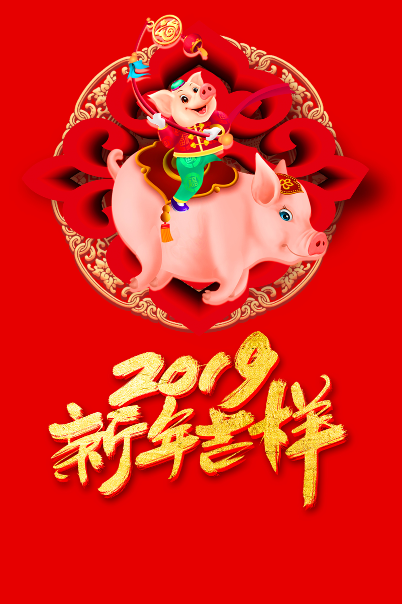 2019猪年吉祥骑猪宝宝