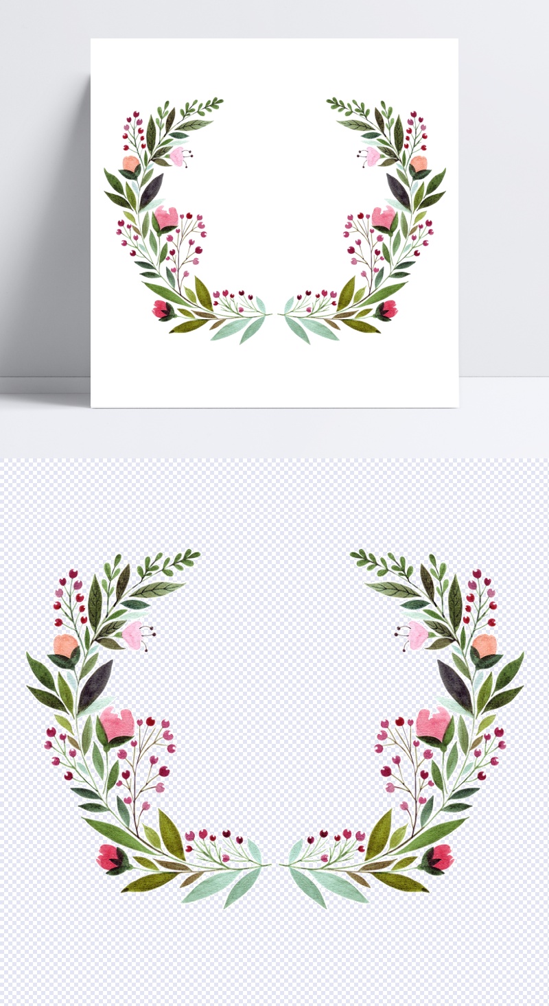 芬芳花卉边框透明装饰素材