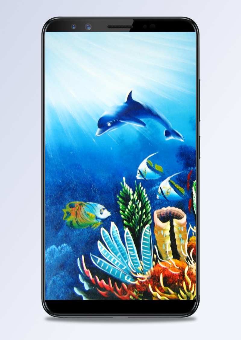 蓝色海底鱼H5背景素材