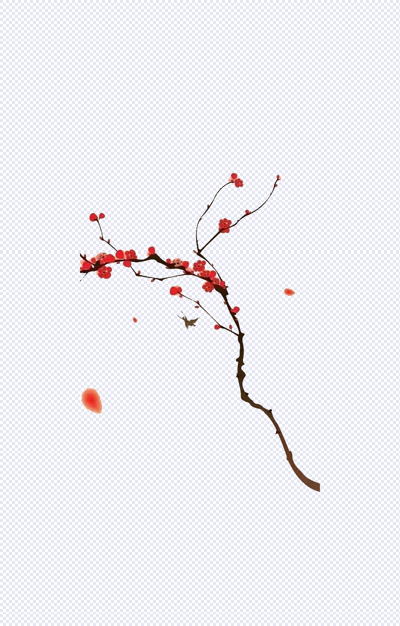 红色梅花花瓣飘落高清png元素素材