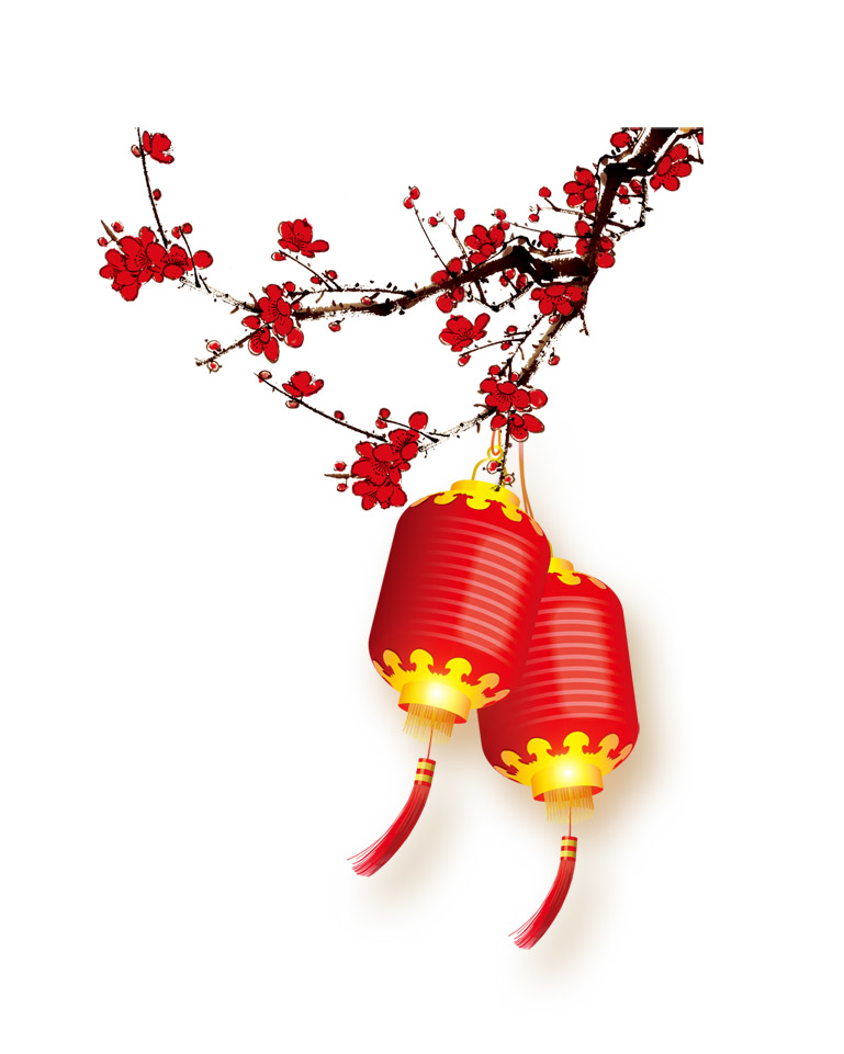 新年过年红色喜庆灯笼梅花