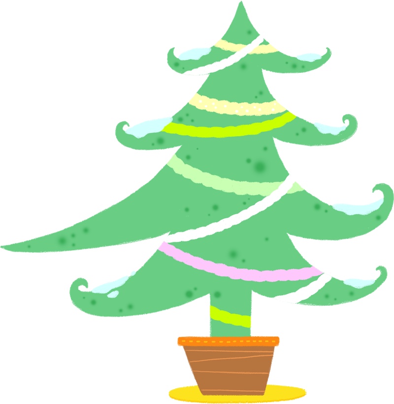 卡通手绘圣诞树植物元素